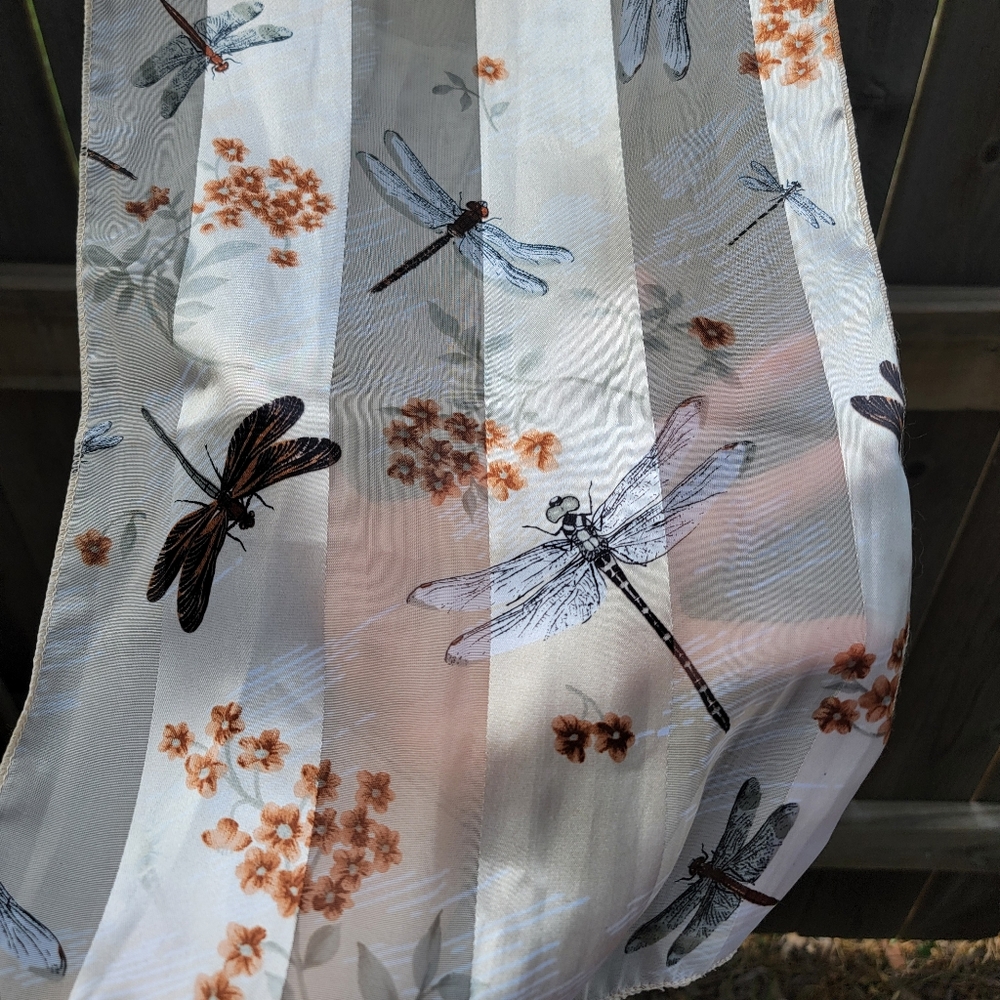Dragonfly Patterned Sheer Scarf